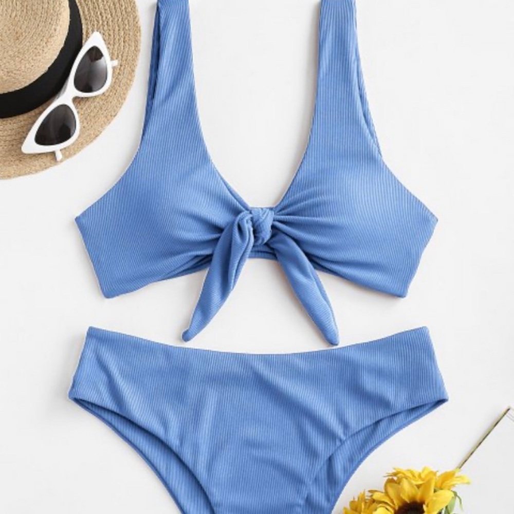 light blue front tie bikini